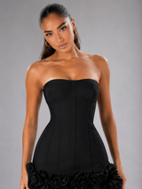 Floral Applique Strapless Corset Mini Dress Cocktail Women
