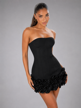 Floral Applique Strapless Corset Mini Dress Cocktail Women