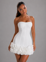 Floral Applique Strapless Corset Mini Dress Cocktail Women