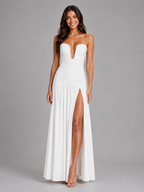 Strapless Ruched Maxi Dress Wedding Guest