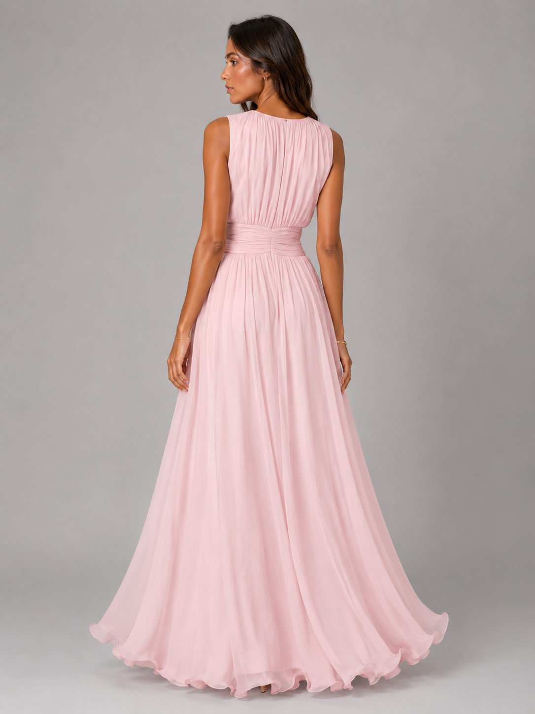 Ruched Chiffon Maxi Dress Wedding Guest