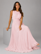 Ruched Chiffon Maxi Dress Wedding Guest