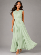Ruched Chiffon Maxi Dress Wedding Guest