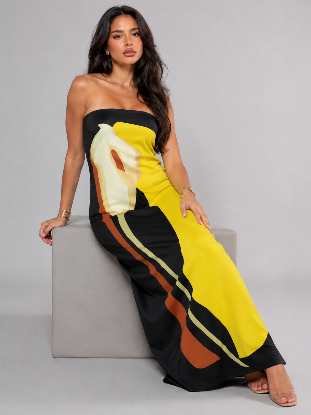 Robe maxi sculptée bustier pour femme soirée