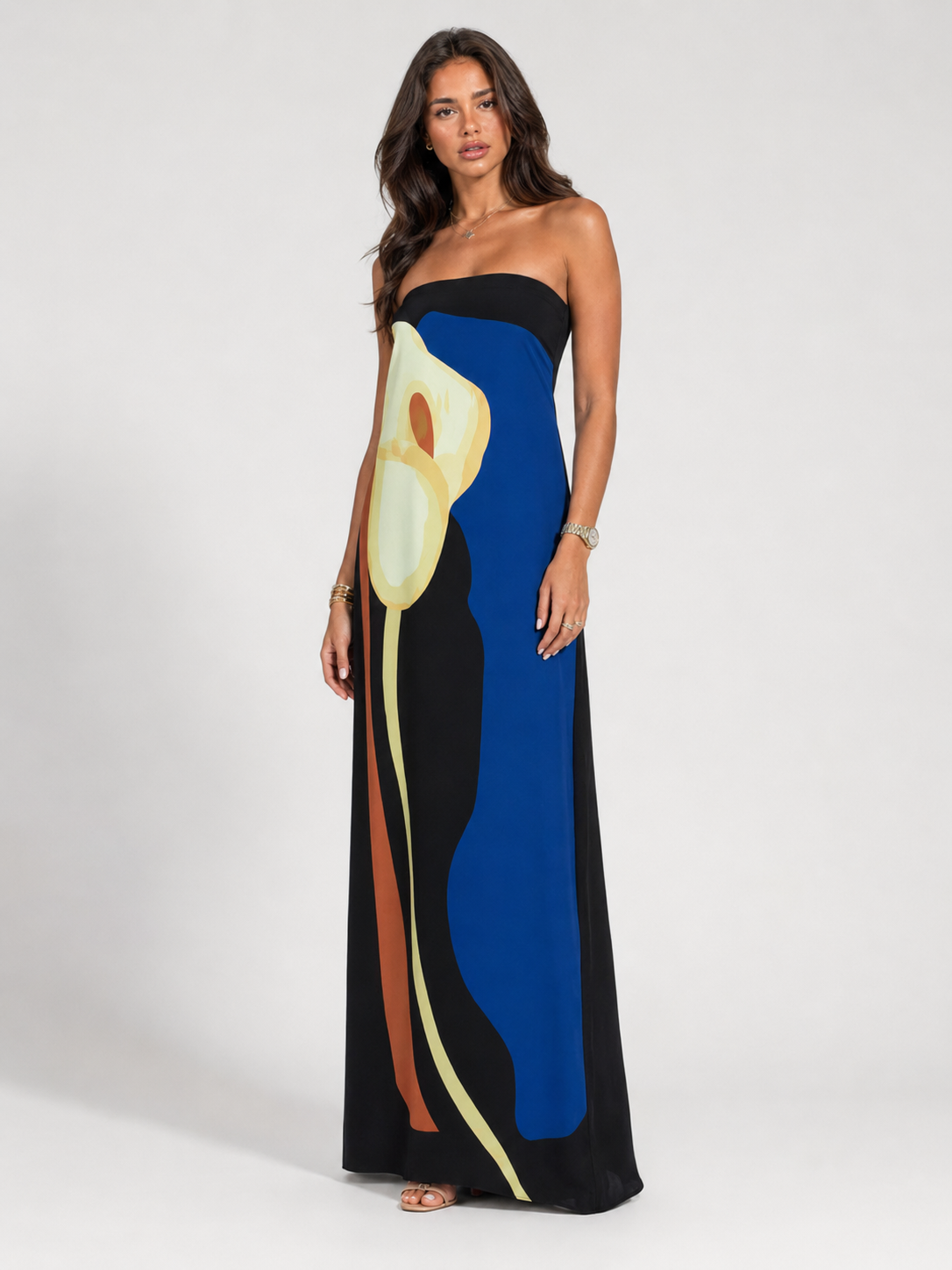 Robe maxi sculptée bustier pour femme soirée