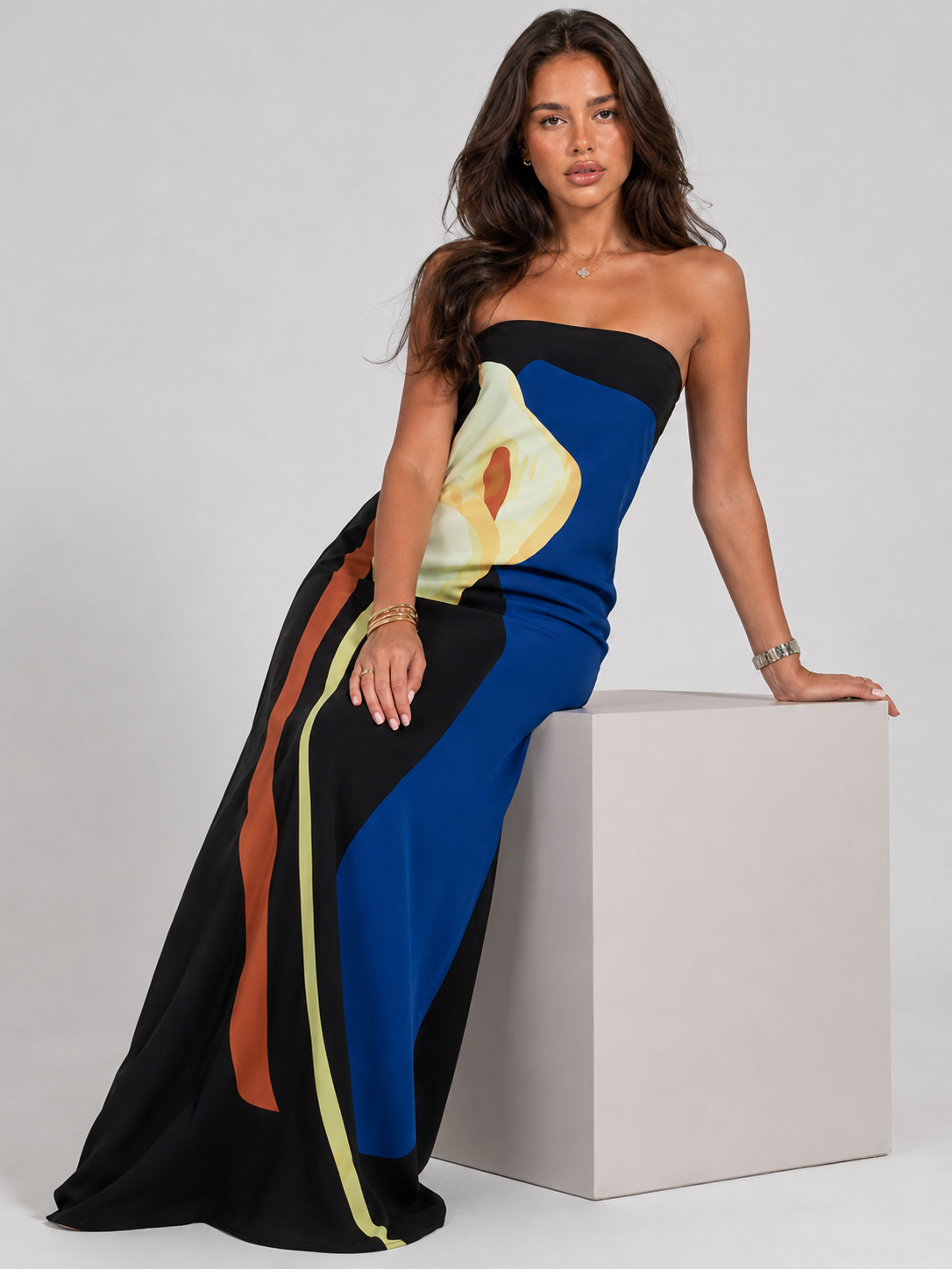 Robe maxi sculptée bustier pour femme soirée