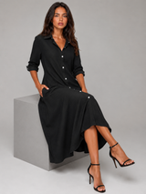 Button Front Midi Shirt Dress Summer Women