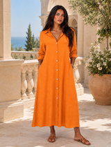 Button Front Midi Shirt Dress Summer Women