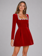 Velvet Crystal Neckline Maxi Dress Evening Women