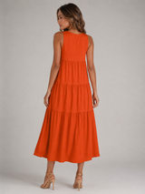 Vestido maxi con volantes y escote en V para mujer verano