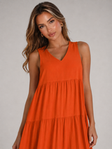 Vestido maxi con volantes y escote en V para mujer verano