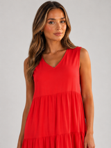 Vestido maxi con volantes y escote en V para mujer verano