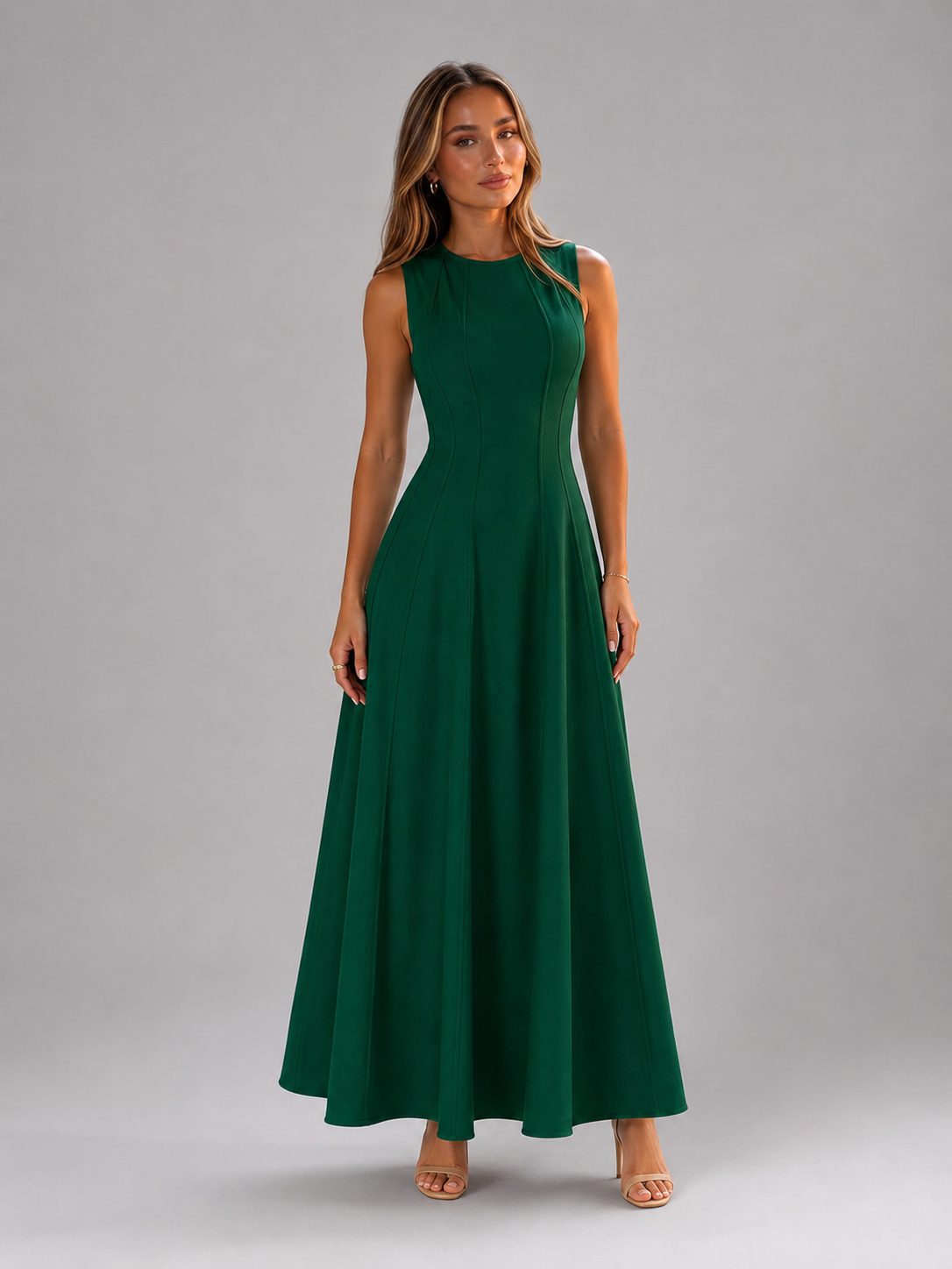Ruched Sleeveless A Line Maxi Dress Summer Women