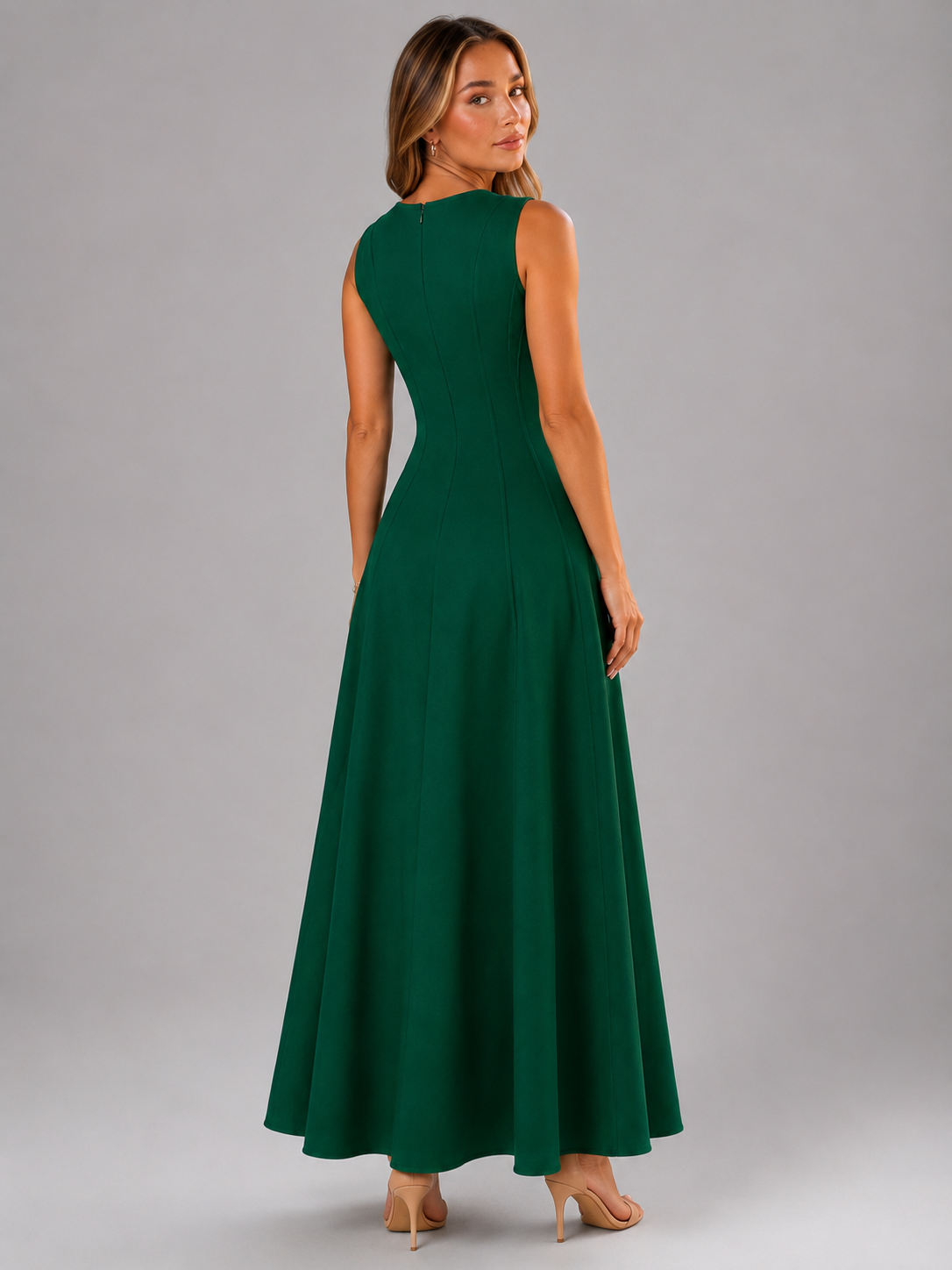 Ruched Sleeveless A Line Maxi Dress Summer Women