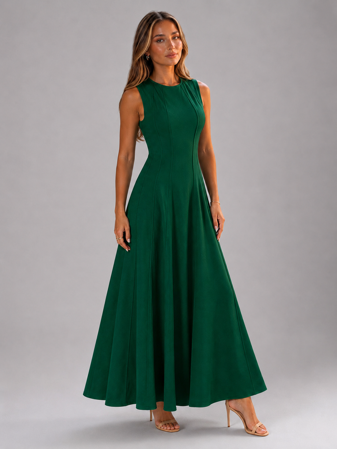 Ruched Sleeveless A Line Maxi Dress Summer Women