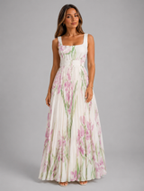 Vestido maxi floral en línea A para mujer verano