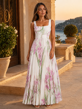 Vestido maxi floral en línea A para mujer verano