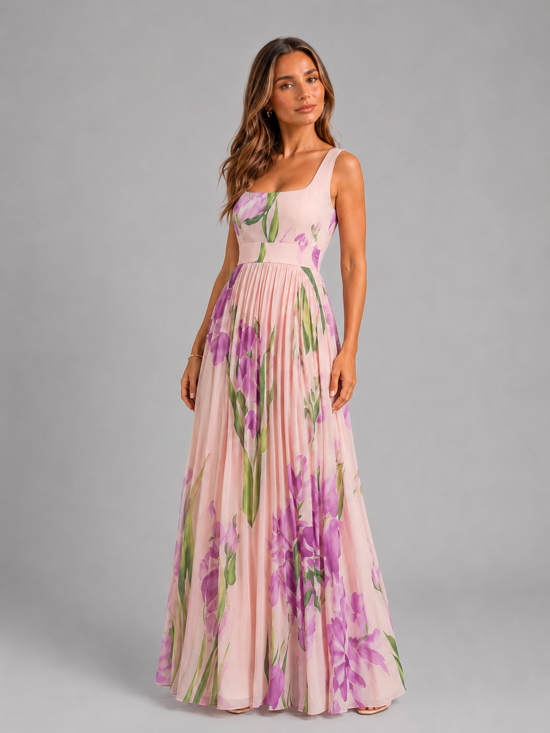 Robe maxi en ligne A fleurie pour femme été