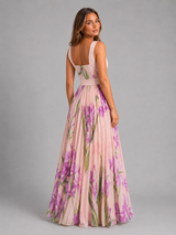 Vestido maxi floral en línea A para mujer verano