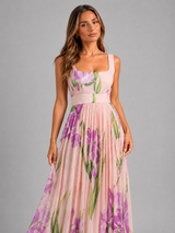 Vestido maxi floral en línea A para mujer verano