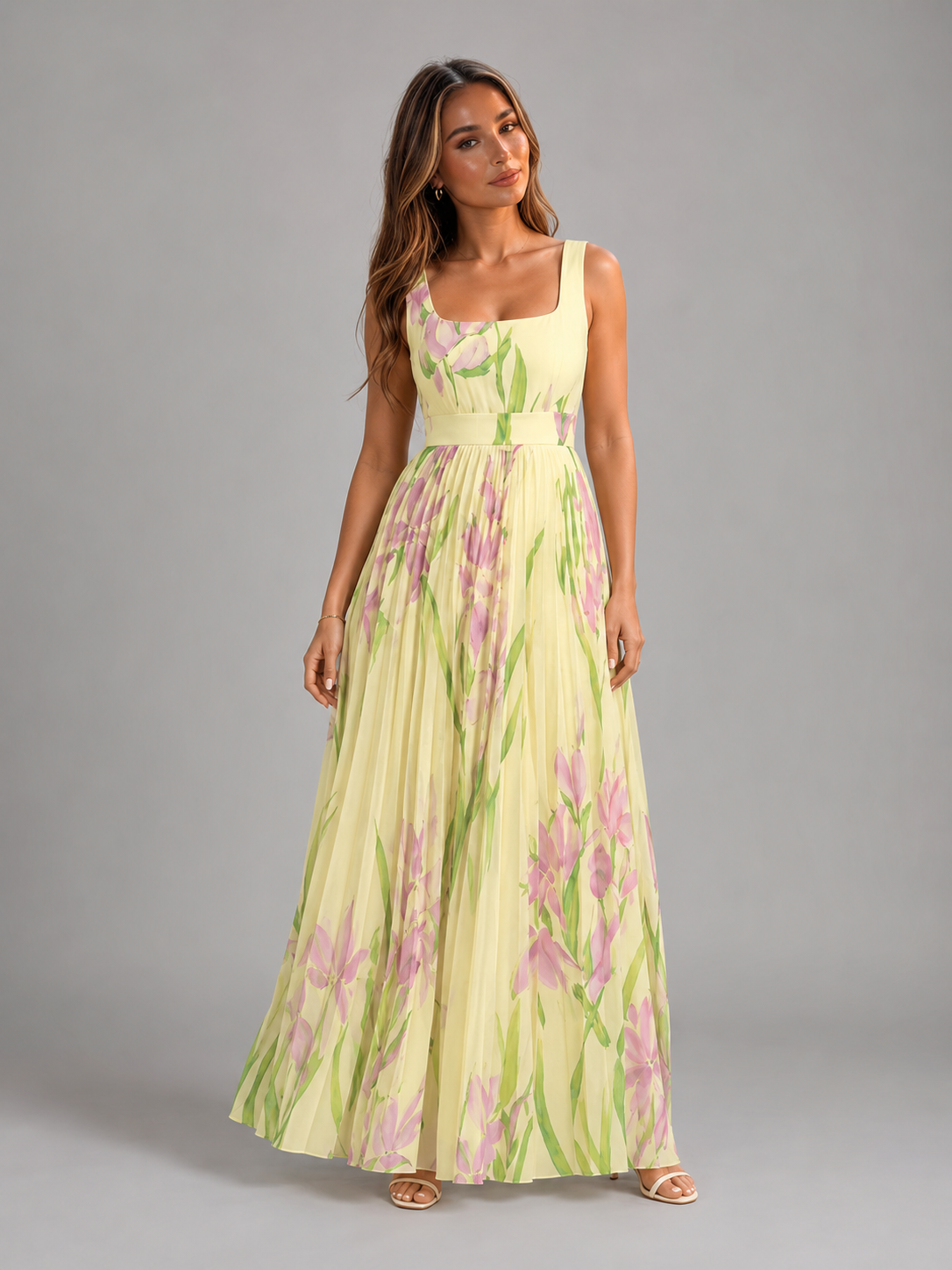 Robe maxi en ligne A fleurie pour femme été