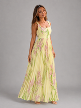 Vestido maxi floral en línea A para mujer verano