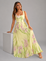 Vestido maxi floral en línea A para mujer verano