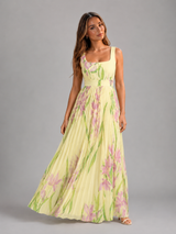 Vestido maxi floral en línea A para mujer verano