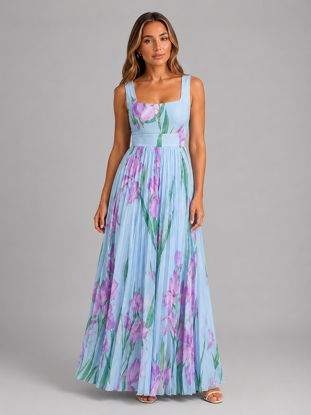 Robe maxi en ligne A fleurie pour femme été