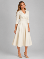 Satin Feel Wrap Midi Dress Wedding Guest