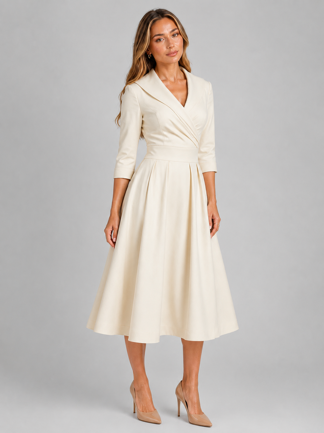 Satin Feel Wrap Midi Dress Wedding Guest