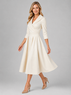 Satin Feel Wrap Midi Dress Wedding Guest