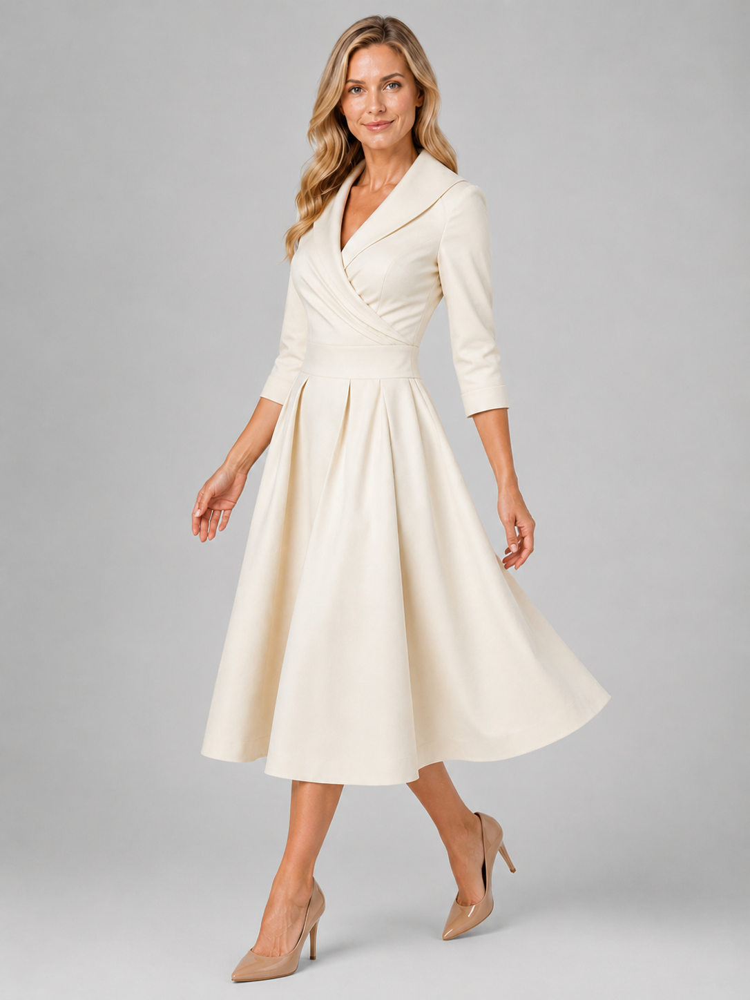 Satin Feel Wrap Midi Dress Wedding Guest