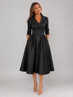 Satin Feel Wrap Midi Dress Wedding Guest