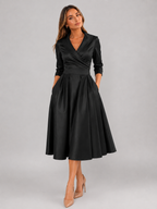 Satin Feel Wrap Midi Dress Wedding Guest