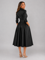 Satin Feel Wrap Midi Dress Wedding Guest