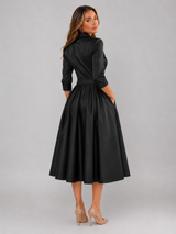 Robe midi portefeuille effet satin pour invitée de mariage
