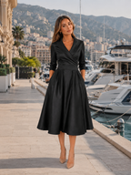 Satin Feel Wrap Midi Dress Wedding Guest