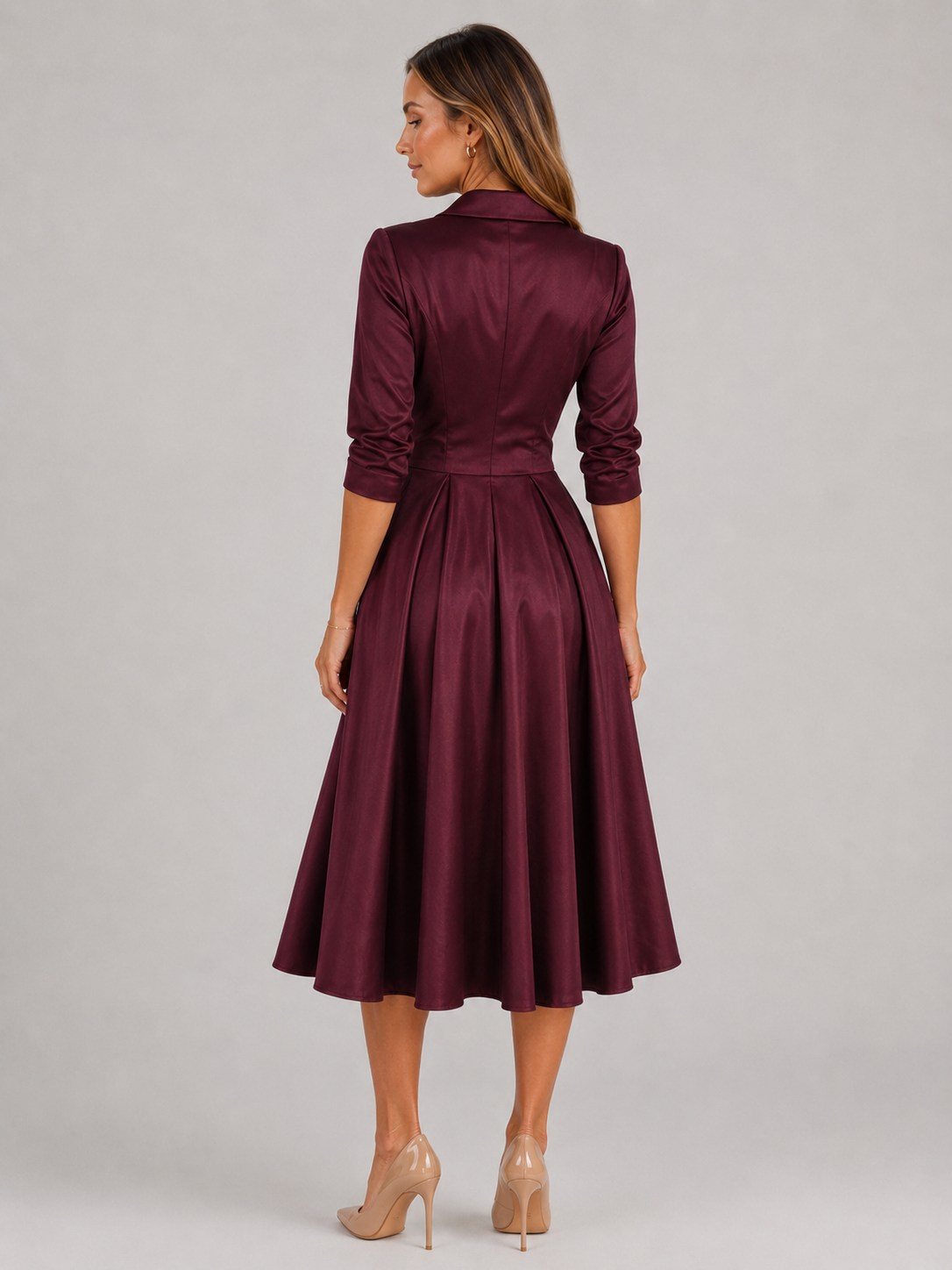 Satin Feel Wrap Midi Dress Wedding Guest
