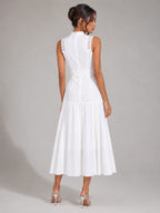 Vestido midi sin mangas de encaje para cóctel mujer