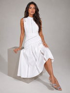 Vestido midi sin mangas de encaje para cóctel mujer
