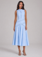 Vestido midi sin mangas de encaje para cóctel mujer