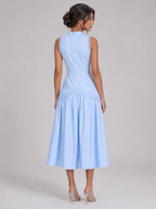 Vestido midi sin mangas de encaje para cóctel mujer