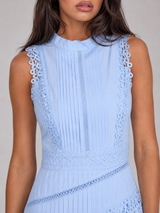 Vestido midi sin mangas de encaje para cóctel mujer