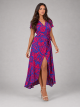 Robe midi portefeuille fleurie pour femme été