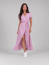 Robe midi portefeuille fleurie pour femme été