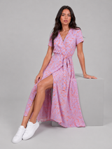 Robe midi portefeuille fleurie pour femme été