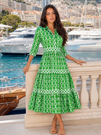 Robe midi imprimé chaîne pour femme été
