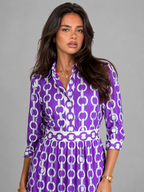 Robe midi imprimé chaîne pour femme été