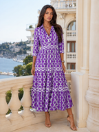 Robe midi imprimé chaîne pour femme été